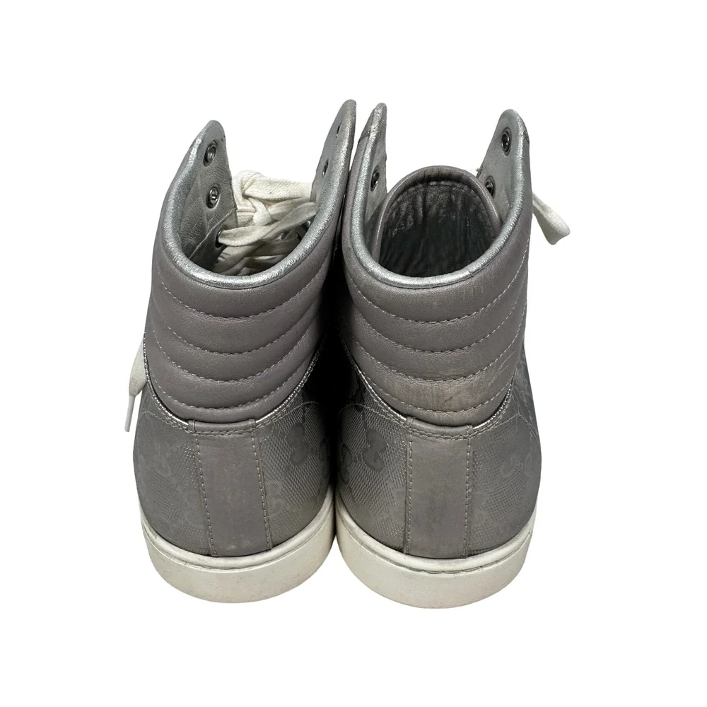 Gucci Coda GG Imprime Monogram Shoes Men’s 7.5 G Silver High Top‎ Lace Sneakers